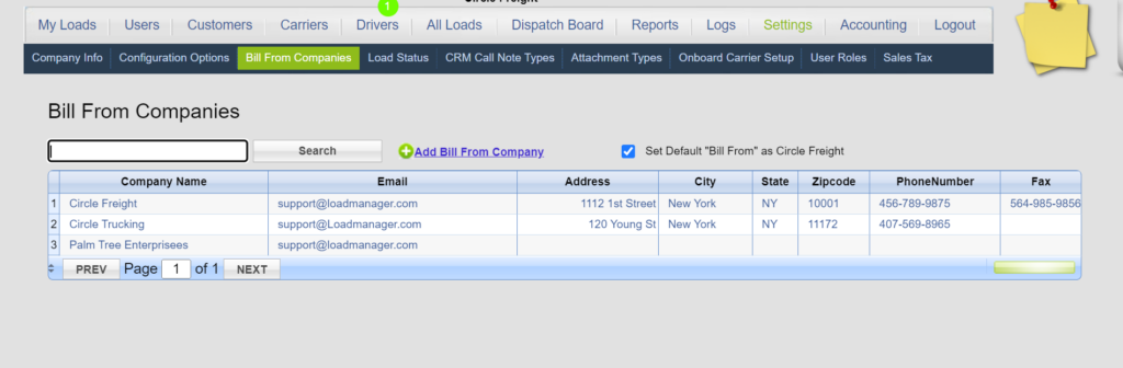 A Screenshot from Load Manager TMS 